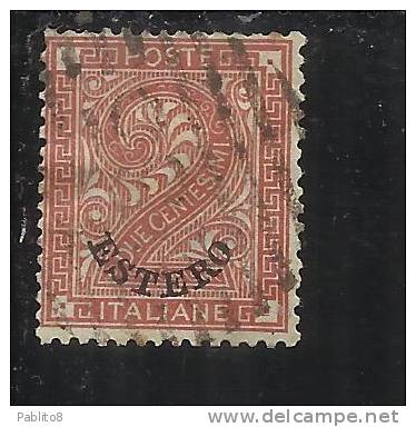 LEVANTE EMISSIONI GENERALI 1874 ITALY OVERPRINTED SOPRASTAMPATO D´ ITALIA 2 CENT.  USED TIMBRATO - Algemene Uitgaven