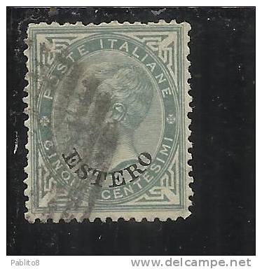 LEVANTE EMISSIONI GENERALI 1874 ITALY OVERPRINTED SOPRASTAMPATO D´ ITALIA 5 CENT.  USED TIMBRATO - Emissions Générales