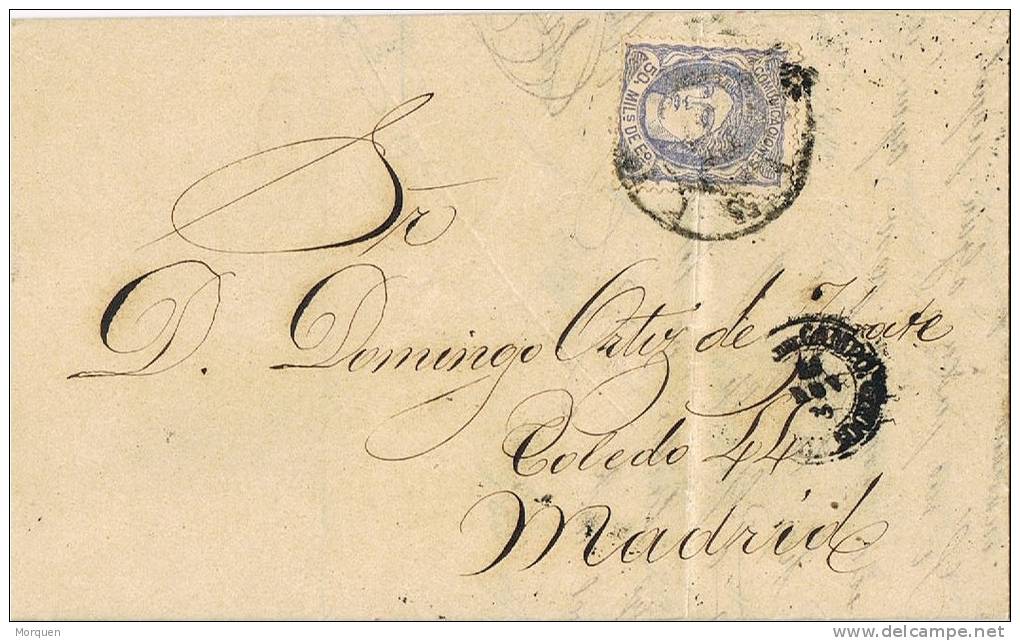 3295. Carta Entera MEDINA Del CAMPO (valladolid)  1870. Rueda Carreta Numero 55 - Covers & Documents