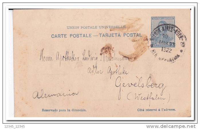 Argentinië 1922 Postcard - Entiers Postaux