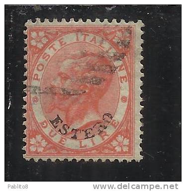 LEVANTE EMISSIONI GENERALI 1874 ITALY OVERPRINTED SOPRASTAMPATO D´ ITALIA LIRE 2  USED TIMBRATO - Algemene Uitgaven