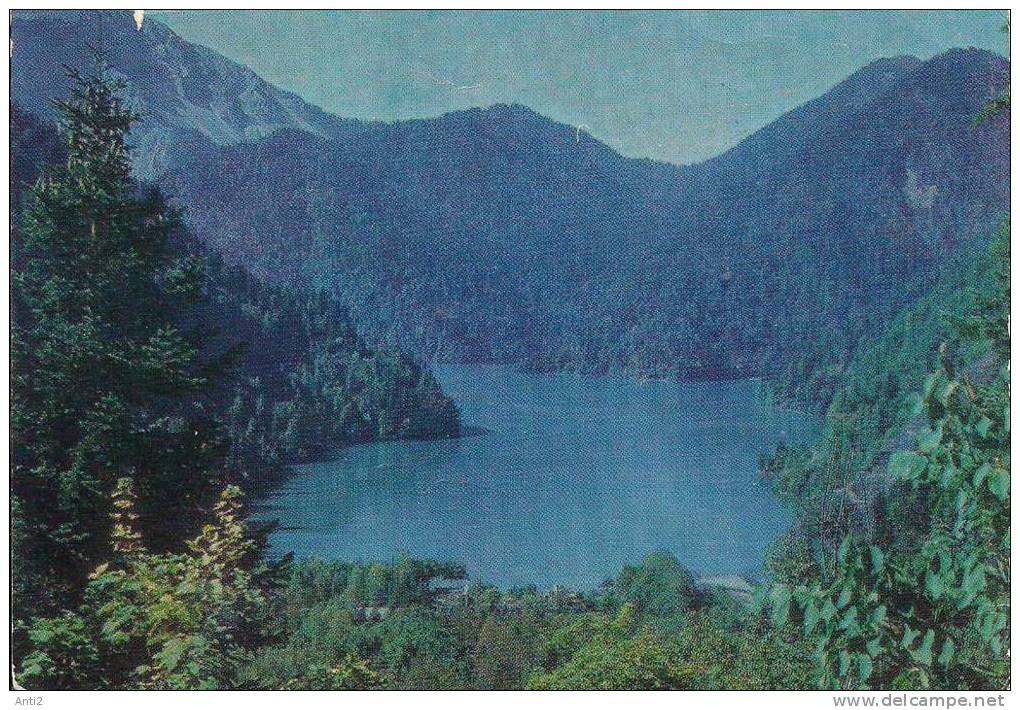 USSR Abkhazia In Georgia  - Card With Motiv From Lake Ritsa - Géorgie