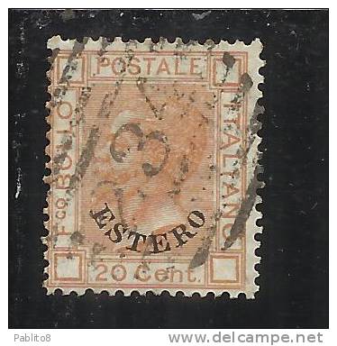 LEVANTE EMISSIONI GENERALI 1878 - 1879 ITALY OVERPRINTED SOPRASTAMPATO D´ ITALIA CENT. 20  USED TIMBRATO - Emissions Générales