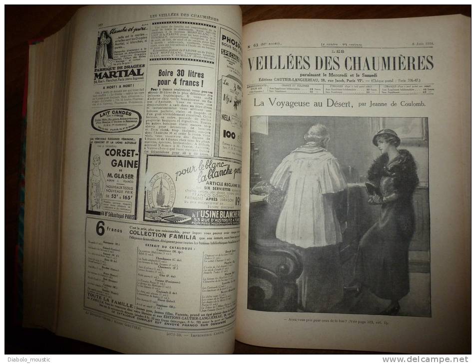 1933-1934  Reliure  Les Veillées des Chaumières ; Métiers disparus: Marchands (de feu, de coco,de peaux de lapins..) etc