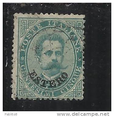 LEVANTE EMISSIONI GENERALI 1881 - 1883 ITALY OVERPRINTED SOPRASTAMPATO D´ ITALIA CENT. 5  USED TIMBRATO - Algemene Uitgaven