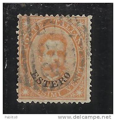 LEVANTE EMISSIONI GENERALI 1881 - 1883 ITALY OVERPRINTED SOPRASTAMPATO D´ ITALIA CENT. 20 USED TIMBRATO - Emissions Générales