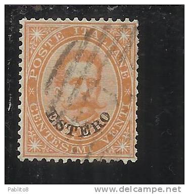 LEVANTE EMISSIONI GENERALI 1881 - 1883 ITALY OVERPRINTED SOPRASTAMPATO D´ ITALIA CENT. 20 USED TIMBRATO - Emissions Générales