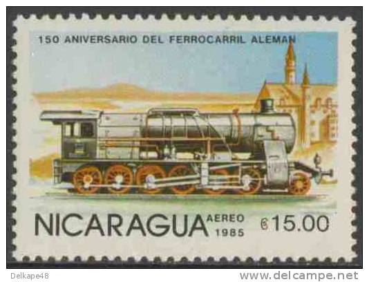 Nicaragua 1985 Mi 2583 Aero ** Steam Locomotive, Wurttemberg – 150th Ann. German Railways / Dampflok - Treinen