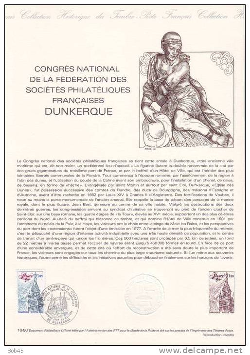 (2385-1980) Document Officiel De La Poste Congrès Philatelique Dunkerque (N° 16-80) - Documentos Del Correo