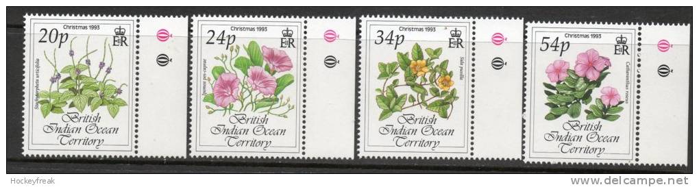 British Indian Ocean Territory 1993 - Christmas Flowers SG141-144 MNH Cat £4.45++ SG2015 - See Notes Below - Britisches Territorium Im Indischen Ozean