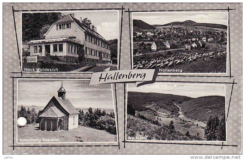 Deutschland,Hallenberg 1962,Erholungsheim Haus Waldesruh, Hochsauerland, Links Aus Bohrung Ausgeschnitten, Gelaufen 1962 - Arnsberg