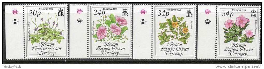 British Indian Ocean Territory 1993 - Christmas Flowers SG141-144 MNH Cat £4.45++ SG2015 - See Notes Below - Territorio Británico Del Océano Índico