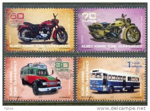 2012 NORTH CYPRUS OLD BUSES AND MOTORBIKES MNH ** - Neufs