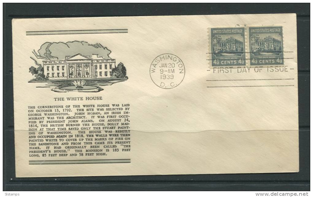 USA 1939 Cover First Day Of Issue The White House - Postal History