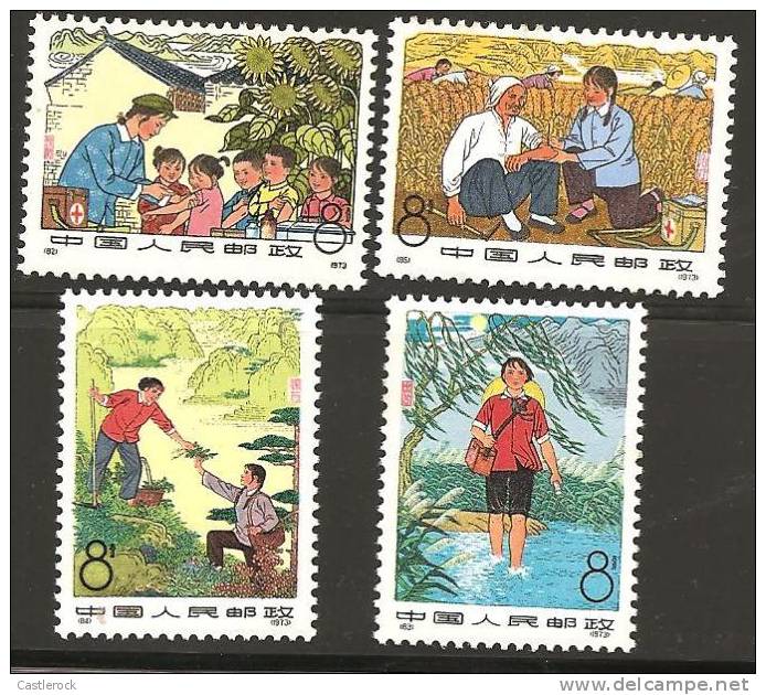 O) 1974 CHINA-PRC, BAREFOOT DOCTORS, SET FOR 4 XF.- - Nuevos