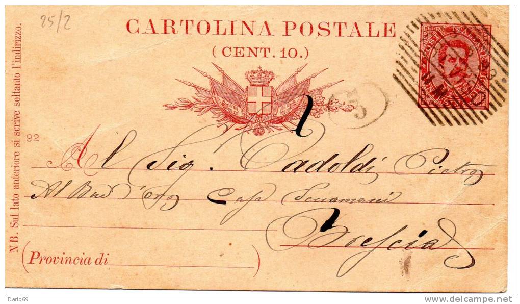 1893  CARTOLINA CON ANNULLO TREVISO - Interi Postali