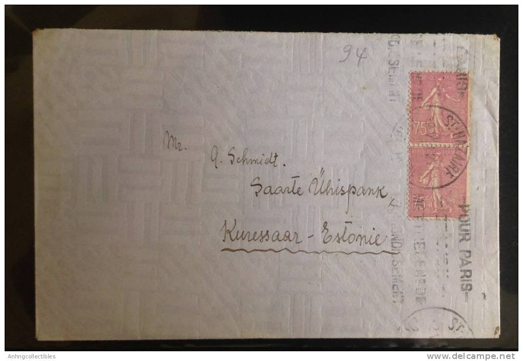 France: Used Cover Sent To Estonia With Special Propaganda (?) Postmark - Fine And Rare - Briefe U. Dokumente