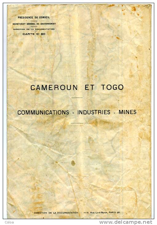 Carte Cameroun Et Togo Communications Industries Mines - Cartes Géographiques