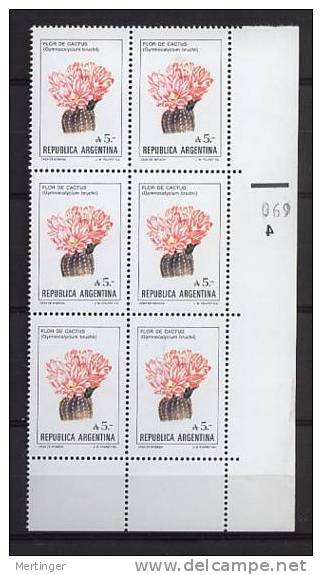 Argentinien Argentina Mi# 1855 MNH Block Of 6 Corner Cactus 1987 - Ongebruikt