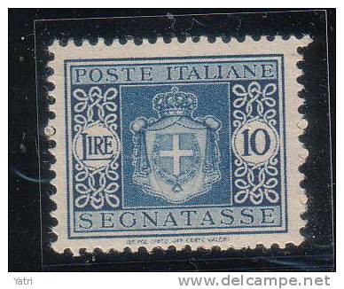 Luogotenenza - 1945 - Segnatasse (filigrana Ruota I 10 Lire Azzurro Sass. 95 ** MNH - Strafport