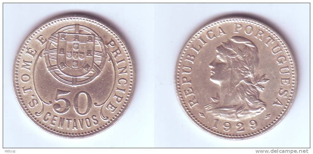 Sao Tome & Principe 50 Centavos 1929 - Sao Tome And Principe