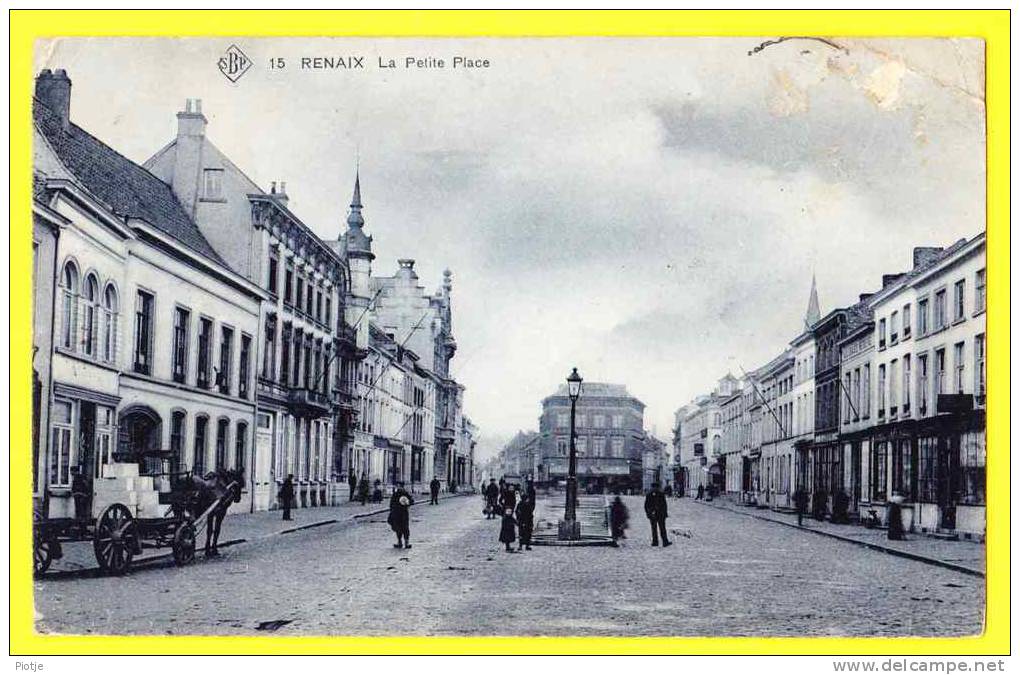 * Ronse - Renaix (Oost Vlaanderen) * (SBP, Nr 15) La Petite Place, Cheval, Marchand, Animée, Café, TOP CPA, Rare - Renaix - Ronse