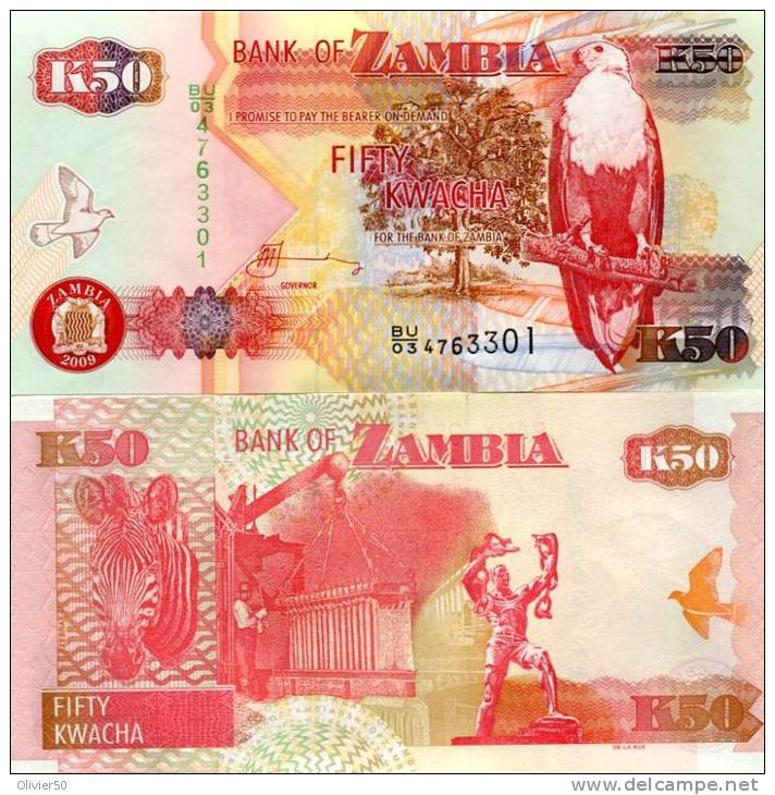 Zambie (2009) - 50 Kwacha  P 37 H  UNC - Zambia