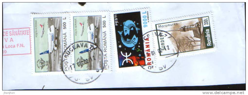 Romania- 5 Envelopes Circulated In 2002 And A Fragment Of The Envelope- 6 European Zodiac Signs-6/scans - Astrologie
