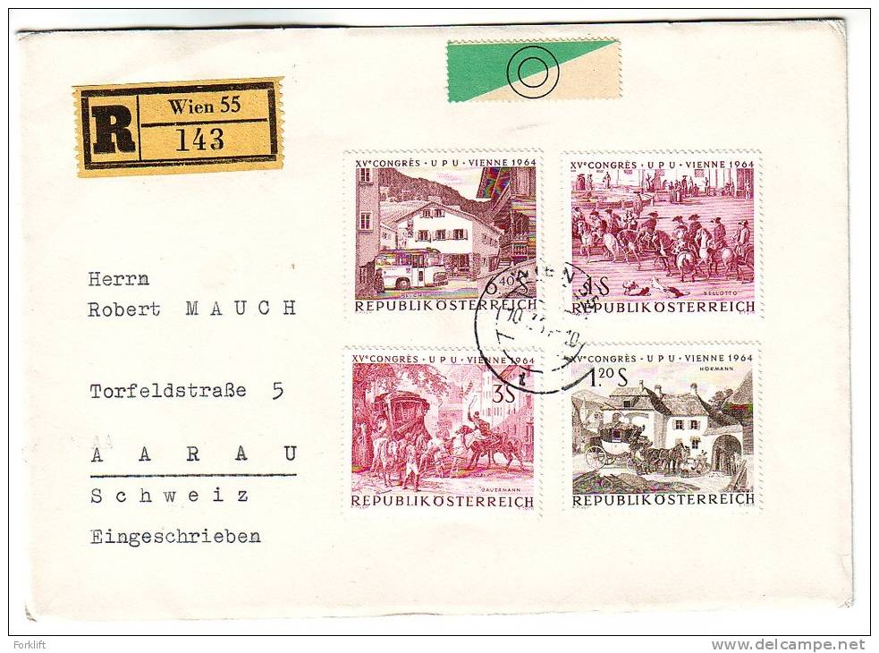 Austria R Letter Wien To Aarau,Switzerland,1964 World Postal Congress UPU - Storia Postale