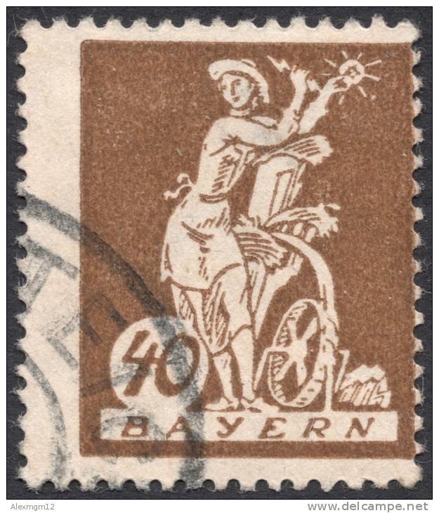 Bavaria, 40 Pf. 1920, Sc # 243, Mi # 183, Used - Autres & Non Classés