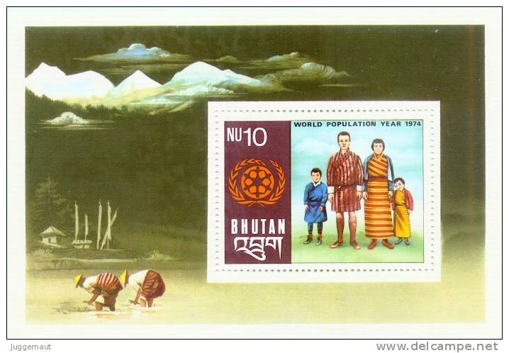 World Population Year 10Nu Miniature Sheet BHUTAN 1974 MNH - Bhoutan