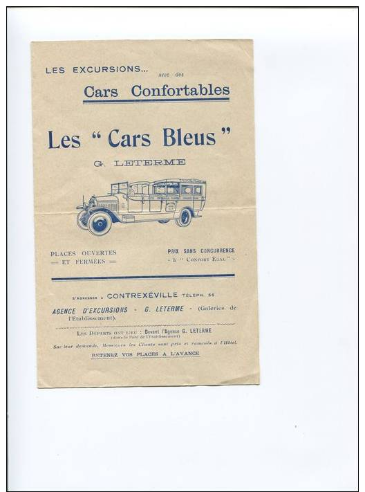 Facture Lettre--pub-les Cars Bleus-contrexeville-135mmx210mm - Automobile