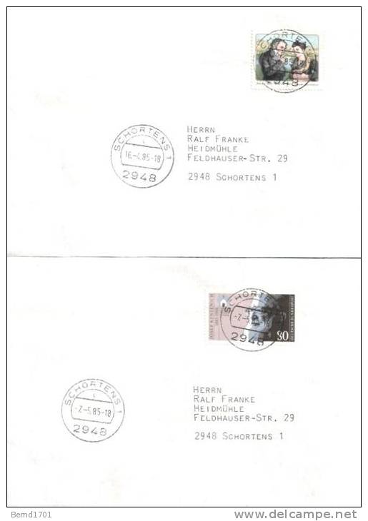 Germany - 1985 # 10 Versch. FDC / 10 Different FDC (b370)- - 1981-1990