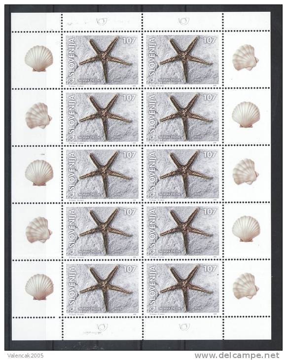 2465/ Slowenien Slovenia 2001 Mi.No. 347 ** MNH MS KB Fossilien Seestern - Fossils Starfish - étoiles De Mer Fossiles - Fossilien
