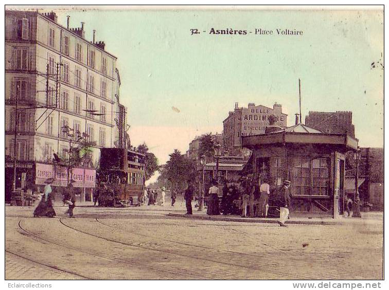 Asnières Sur Seine   92    Place Voltaire  Tramway  (voir Scan) - Asnieres Sur Seine