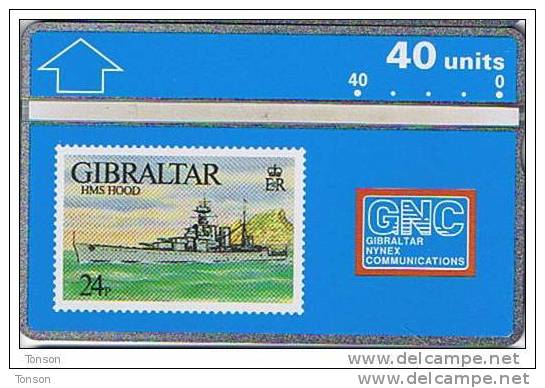 Gibraltar, GIB-26, Hms Hood, Ship 40u.  Mint. - Gibilterra