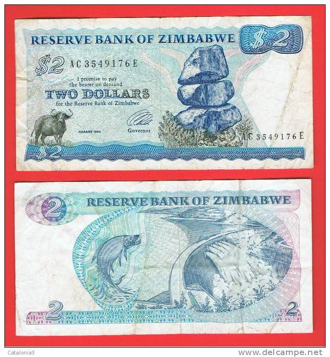 ZIMBABWE - 2 Dolar 1983 Circulado  P-1 - Zimbabwe