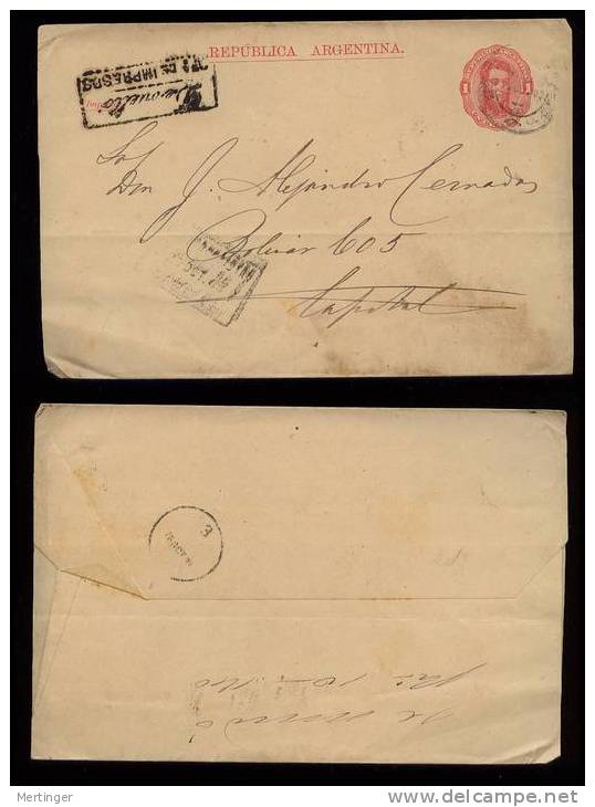 Argentina 1889 Wrapper With Deouello Postmark - Brieven En Documenten