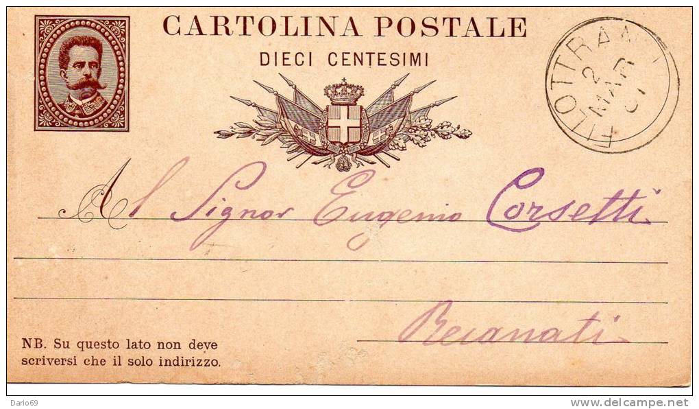 1881 CARTOLINA CON ANNULLO FILOTTRANO ANCONA - Interi Postali