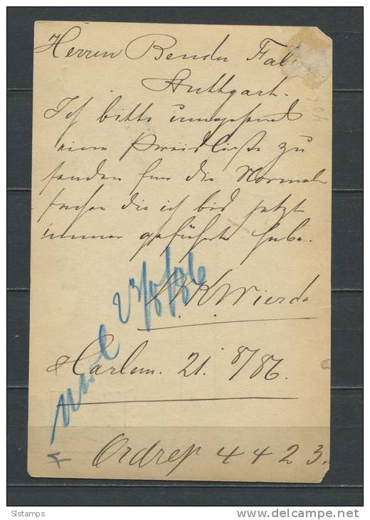 Netherlands 1886 Postal Stationary Card  (Briefkaart) - Postal Stationery