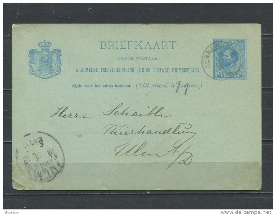 Netherlands 1888 Postal Stationary Card  (Briefkaart) - Postal Stationery