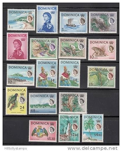 Dominica.  Scott No.164-80 + 173a  Unused Hinged  Year 1963 - Dominica (1978-...)