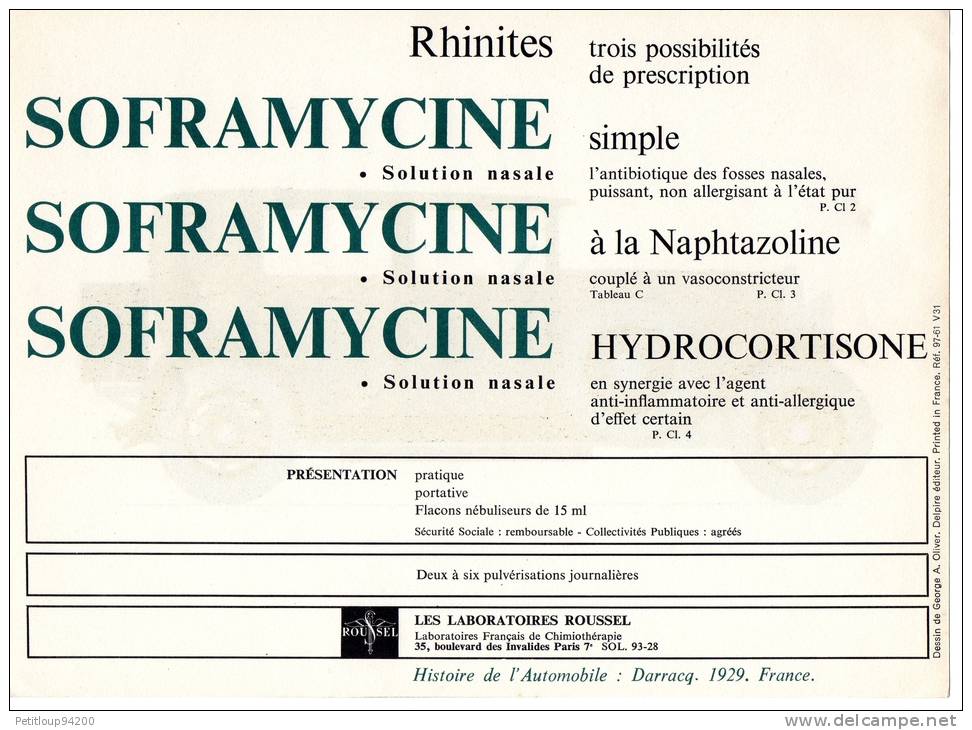 LABORATOIRES ROUSSEL    HISTOIRE DE L' AUTOMOBILE  Darracq. 1929. FRANCE.  ( V31) - Autres & Non Classés