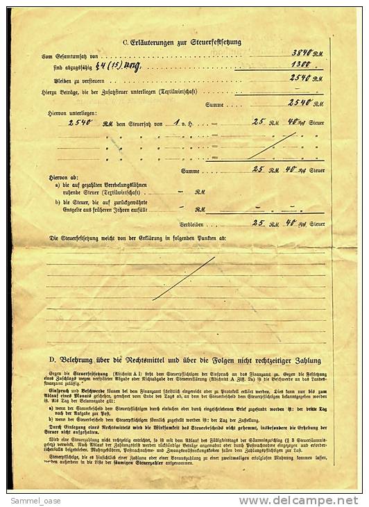 1935  Umsatzsteuerbescheid  -  Finanzamt Reinheim / Gemeinde Fränkisch-Crumbach ( Odenwald ) - Historical Documents