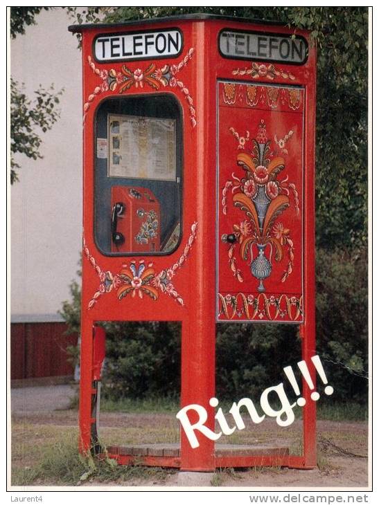 (246) Red Decorated Phone Box - Scandinavia - Autres & Non Classés