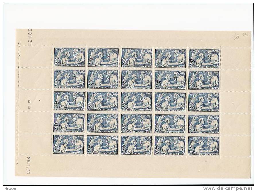 Feuille De 25 Timbres Du N° 498 - Feuilles Complètes