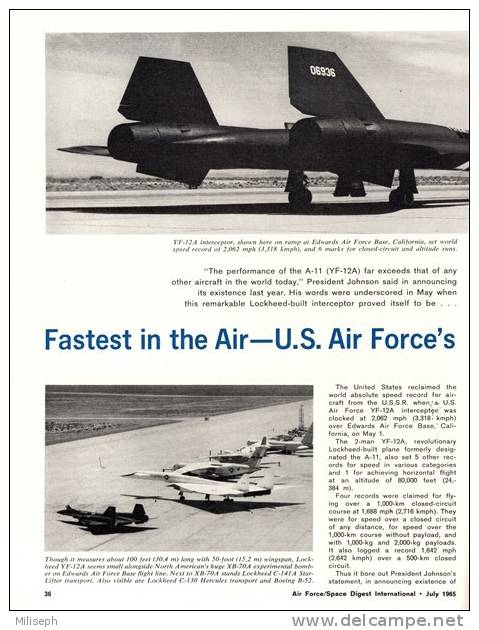 Air Force / Space Digest - INTERNATIONAL - JULY 1965  - Hélicopteres - Avions - Fusées - Espace -  (3293) - Anglais