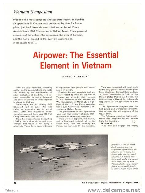 Air Force / Space Digest - INTERNATIONAL - AUGUST 1966  - PARIS Air Show - VIETNAM - Avions - Fusées - GEMINI   (3294) - English