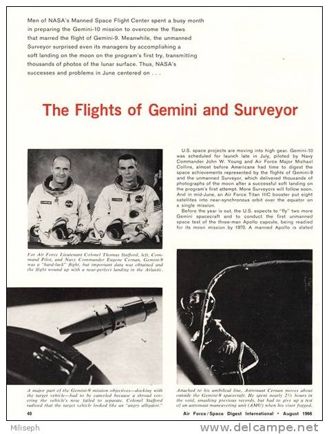 Air Force / Space Digest - INTERNATIONAL - AUGUST 1966  - PARIS Air Show - VIETNAM - Avions - Fusées - GEMINI   (3294) - English