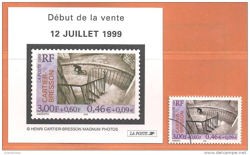 (L148) N° 3265 Cartier-Bresson étiquette Annonce  + Une Valeur Paraoblitérée (photographie, Escalier) Voir Description - Briefe U. Dokumente